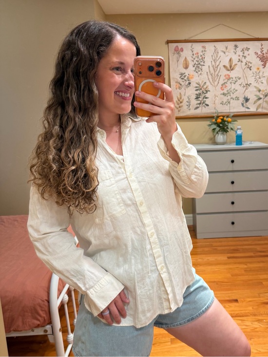 Z Supply Tops - Z Supply Ivory Button-Down Shirt Linen Blend Medium